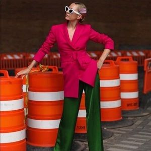 Zara Belted Blazer, Fuchsia, size XS, NWT